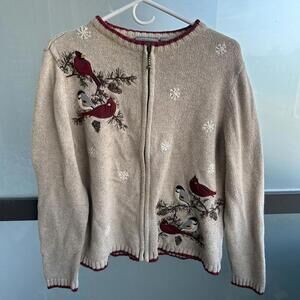 Croft & Barrow Women's Burgundy and Tan Jumper